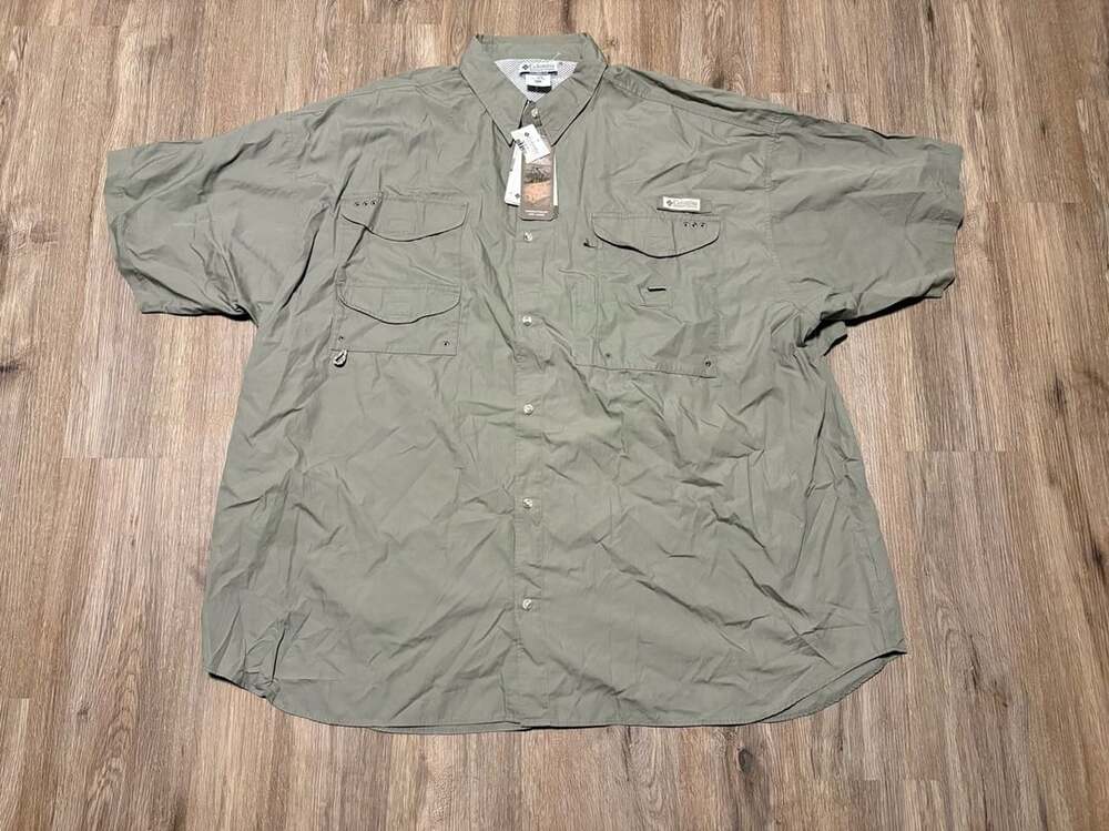 Columbia PFG Shirt Size 5XL Green Short Sleeve Button Up